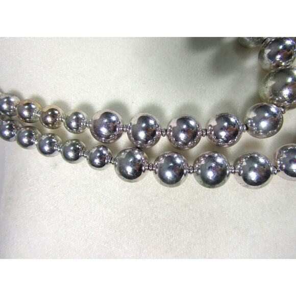 Silver Tone Graduate Bead Necklace 24" Boho Whimsigoth Cottagecore Play Theatre - Picture 2 of 4